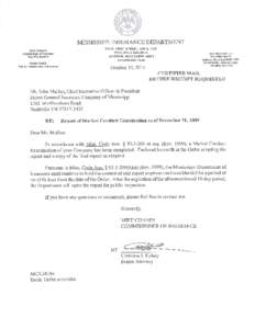 Mississippi Insurance Department Report of Market Conduct Examination of DIRECT GENERAL INSURANCE COMPANY OF MISSISSIPPI 4734 North State Street