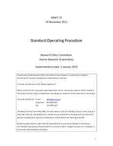 DRAFTNovember 2011 Standard Operating Procedure  Research Ethics Committee: