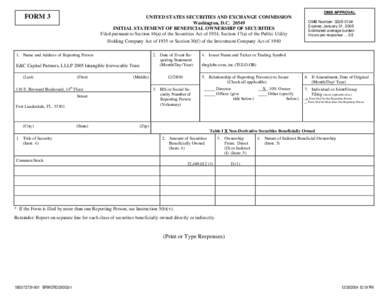 OMB APPROVAL  FORM 3 UNITED STATES SECURITIES AND EXCHANGE COMMISSION Washington, D.C