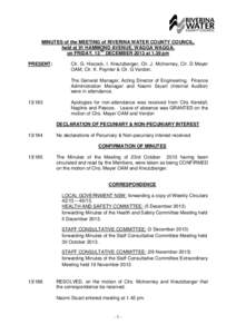 MINUTES of the MEETING of RIVERINA WATER COUNTY COUNCIL,
