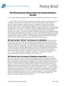 Microsoft Word - c11-71 Revised SEC Quotes Pay Ratio Policy Brief - July 2011.doc