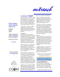outreach The Newsletter of the Churches of God, UK PO Box 2525 LINCOLN