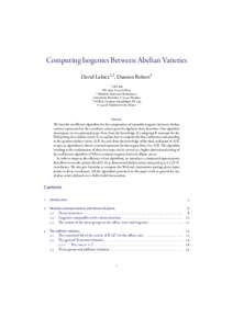 Computing Isogenies Between Abelian Varieties David Lubicz1,2 , Damien Robert3 1 CÉLAR, BP 7419, FBruz 2 IRMAR, Universté de Rennes 1, Campus de Beaulieu, FRennes