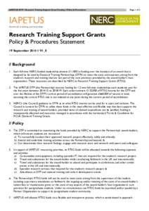 IAPETUS DTP // Research Training Support Grant Funding // Policy & Procedures  Page 1 of 3 IAPETUS doctoral training partnership
