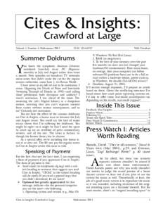 Cites & Insights: Crawford at Large Volume 1, Number 8: MidsummerISSN