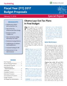 Tax Briefing  Fiscal Year (FYBudget Proposals Special Report