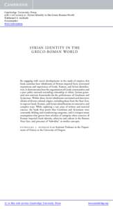 Cambridge University Press[removed]9 - Syrian Identity in the Greco-Roman World Nathanael J. Andrade Frontmatter More information