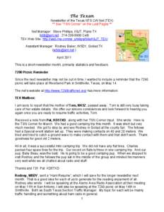 The Texan Newsletter of the Texas NTS CW Net (TEX) ** See “TSN Corner” on the Last Pages **