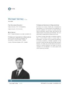 Profile  Michael Verney P. Eng. Associate  Post Secondary Education