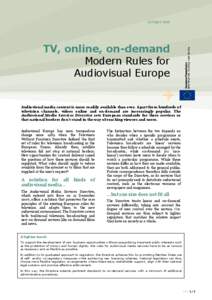 OCTOBER[removed]TV, online, on-demand Modern Rules for Audiovisual Europe
