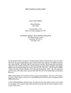 NBER WORKING PAPER SERIES  LAWS AND NORMS Roland Benabou Jean Tirole Working Paper 17579