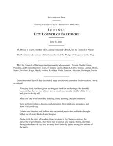 SEVENTEENTH DAY FOURTH COUNCILMANIC YEAR – SESSION OFJOURNAL CITY COUNCIL OF BALTIMORE June 16, 2003