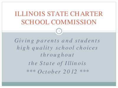 ILLINOIS STATE CHARTER SCHOOL COMMISSION