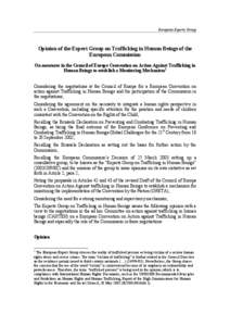 Draft opinion of the European Expert Group on Trafficking in Human Beings to the European Commission