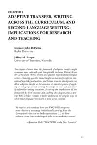 WAC and Second Language Writers: Research Towards Linguistically and Cultur­ally Inclusive Programs and Practices