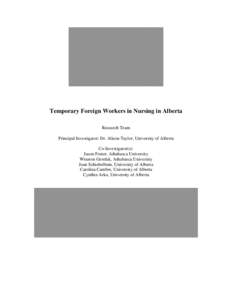 Temporary Foreign Workers in Nursing in Alberta