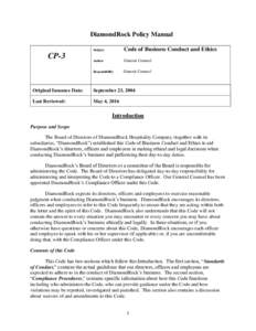 DiamondRock Policy Manual  CP-3 Subject
