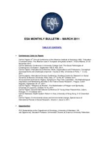 ESA monthly bulletin - March 2011