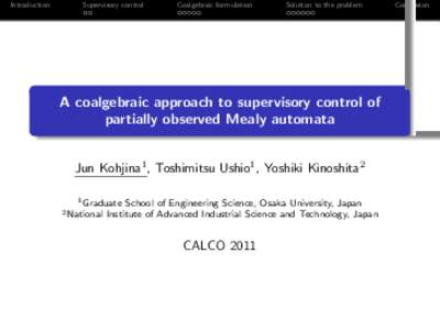 Control theory / Supervisory control / F-coalgebra