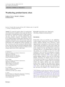 J. of the Acad. Mark. Sci:262–270 DOIs11747ORIGINAL EMPIRICAL RESEARCH  Weathering product-harm crises