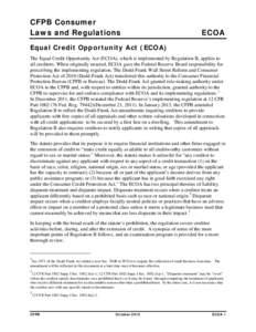 CFPB Consumer Laws and Regulations ECOA  Equal Credit Opportunity Act (ECOA)