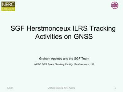 SGF Herstmonceux ILRS Tracking Activities on GNSS Graham Appleby and the SGF Team NERC BGS Space Geodesy Facility, Herstmonceux, UK[removed]	
  