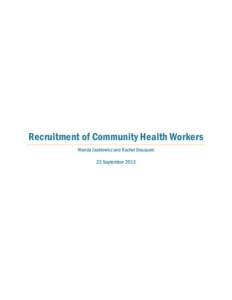 Recruitment / Health / Medicine / Community health worker / Human resource management / Accredited Social Health Activist