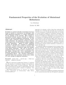 Fundamental Properties of the Evolution of Mutational Robustness Lee Altenberg∗ October 19, 2015  Abstract