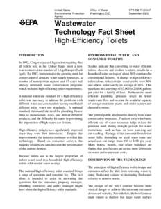 Wastewater Technology Fact Sheet - High-Efficiency Toilets, EPA 832-F[removed]September 2000