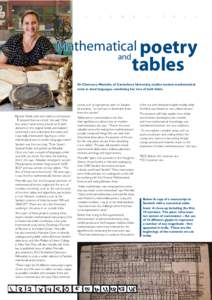 Mathematical poetry and tables  Dr Clemency Montelle, of Canterbury University, studies ancient mathematical