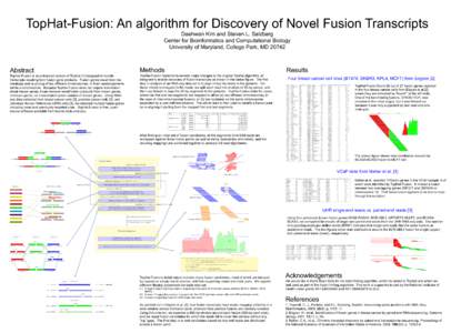 TopHat-Fusion: An algorithm for Discovery of Novel Fusion Transcripts Daehwan Kim and Steven L. Salzberg Center for Bioinformatics and Computational Biology University of Maryland, College Park, MDMethods