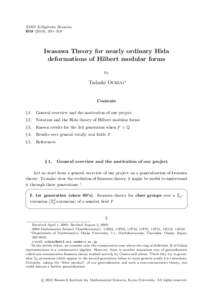 RIMS Kˆ okyˆ uroku Bessatsu B19 (2010), 301–319  Iwasawa Theory for nearly ordinary Hida