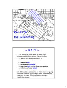 A  RAFT is… • … an engaging, high level strategy that encourages writing across the curriculum