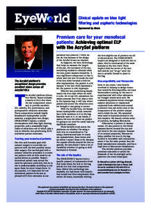 Alcon February 2015 EW supplement-DL_Layout:29 AM Page 1  www.eyeworld.org Clinical update on blue light filtering and aspheric technologies