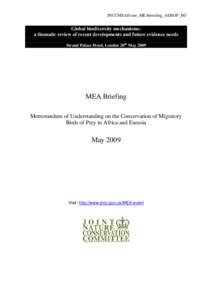 MEA Briefing - Briefing note: Memorandum of Understanding on the Conservation of Migratory Birds of Prey in Africa and Eurasia