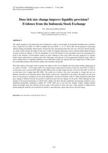Does tick size change improve liquidity provision? Evidence from the Indonesia Stock Exchange