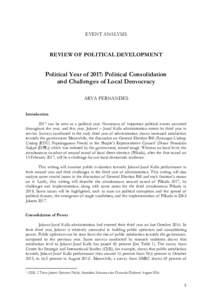 EVENT ANALYSIS  REVIEW OF POLITICAL DEVELOPMENT Political Year of 2017: Political Consolidation and Challenges of Local Democracy