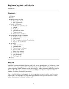Beginner’s guide to Redcode Version 1.10 Contents Contents Preface