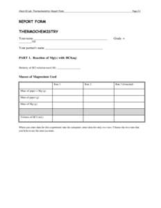 Chem 111 Lab: Thermochemistry—Report Form  Page J-1 REPORT FORM THERMOCHEMISTRY