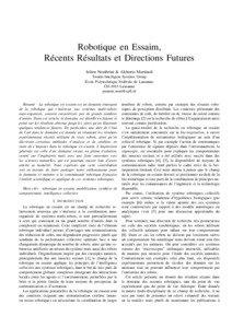 Robotique en Essaim, R´ecents R´esultats et Directions Futures Julien Nembrini & Alcherio Martinoli
