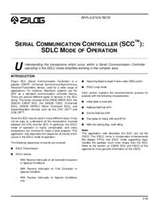 APPLICATION NOTE  1 SERIAL COMMUNICATION CONTROLLER (SCC™): SDLC MODE OF OPERATION
