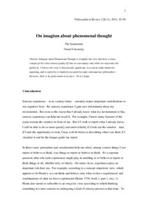 1 Philosophical Review[removed]), 2011, 43-95 On imagism about phenomenal thought Pär Sundström Umeå University
