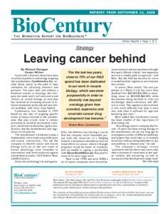 REPRINT FROM SEPTEMBER 22, 2008  BioCentury THE BERNSTEIN REPORT ON BIOBUSINESS  ®