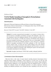 VLF/LF Radio Sounding of Ionospheric Perturbations Associated with Earthquakes