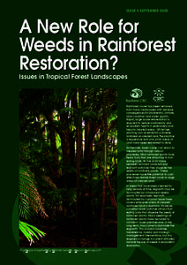 ISSUE 4 SEPTEMBERA New Role for Weeds in Rainforest Restoration? Issues in Tropical Forest Landscapes