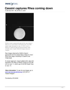 Cassini captures Rhea coming down