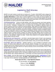 Job Announcement August 2015 Legislative Staff Attorney Chicago, IL