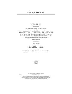 GULF WAR EXPOSURES  HEARING BEFORE THE  SUBCOMMITTEE ON HEALTH