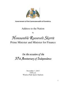 Government of the Commonwealth of Dominica  Address to the Nation by  Honourable Roosevelt Skerrit