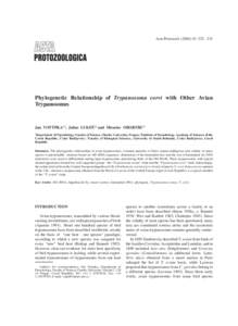 Acta Protozool: Phylogenetic Relationship of Trypanosoma corvi with Other Avian Trypanosomes  Jan VOTÝPKA1,2, Julius LUKEŠ2,3 and Miroslav OBORNÍK2,3